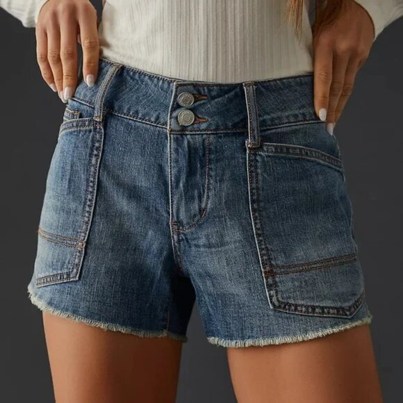 Anthropologie Pilcro The Wanderer Denim Shorts Lightweight Cutoffs Medium Blue - Picture 1 of 14